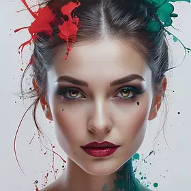 «Abstract portrait with ink spl