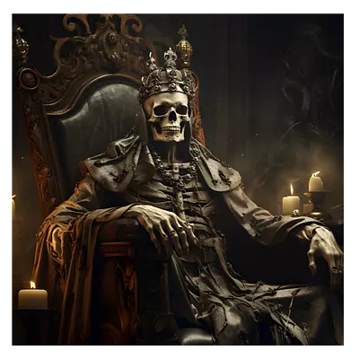 Фото на холсте скелет на троне, размера 100x100