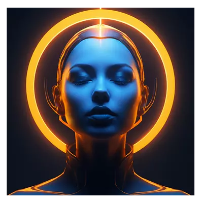 Фото на холсте девушка с нимбом, размера 50x50