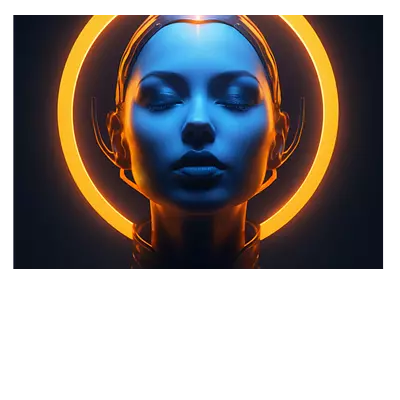 Фото на холсте девушка с нимбом, размера 100x70