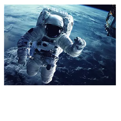 Фото на холсте космонавт на фоне земли, размер 40х30 см.