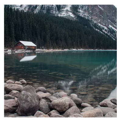 Фото на холсте домик у озера, размера 100x100