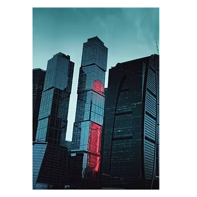 Фото на холсте москва сити в красной подсветке, размера 50x70