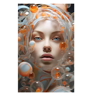 Фото на холсте девушка в пузырьках, размера 30x45