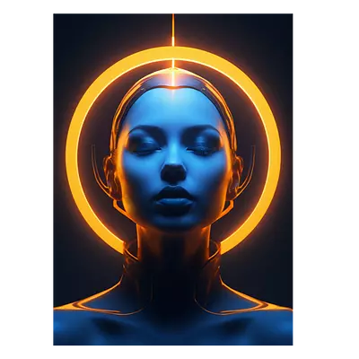 Фото на холсте девушка с нимбом, размера 30x40