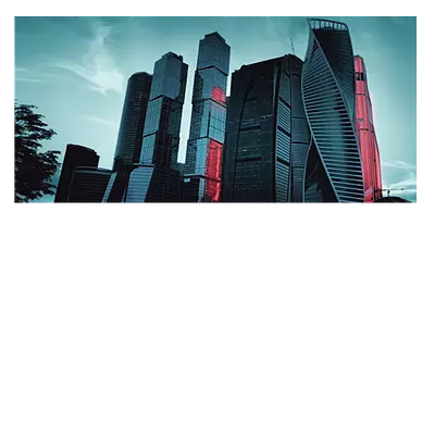 Фото на холсте москва сити в красной подсветке, размера 60x30
