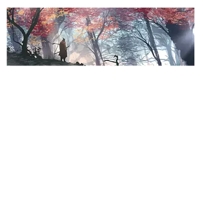 Фото на холсте рисунок самурая в лесу, размера 120x40