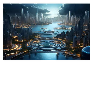Фото на холсте космический город, размера 90x60