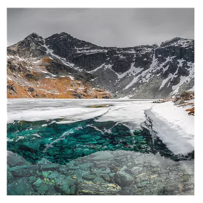 Фото на холсте замерзшее горное озеро, размера 40x40