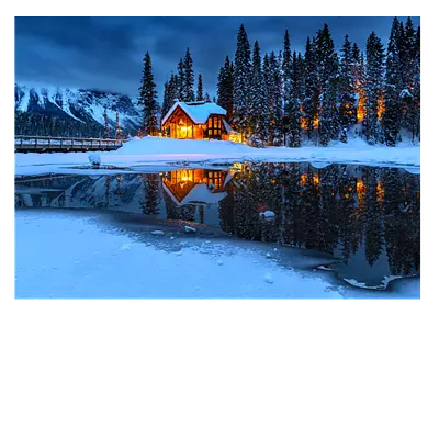 Фото на холсте зимний домик, размера 70x50