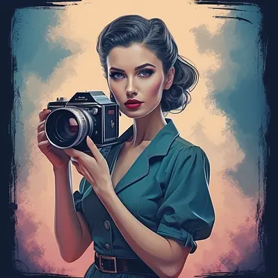 «Retro woman with camera»