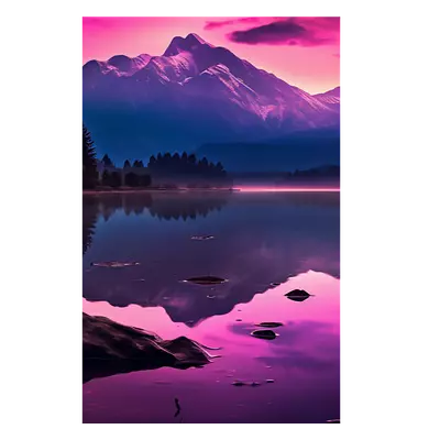 Фото на холсте фиолетовое озеро, размера 30x45