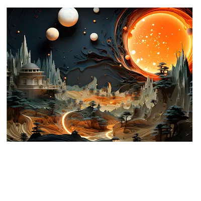 Фото на холсте фантастический город. размер 40х30 см.