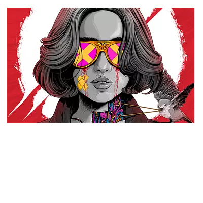 Фото на холсте. девушка в очках. размер 30 x 20 см.