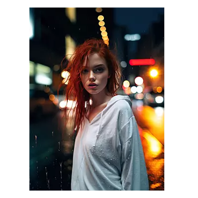 Фото на холсте девушка в ночном городе, размера 60x80