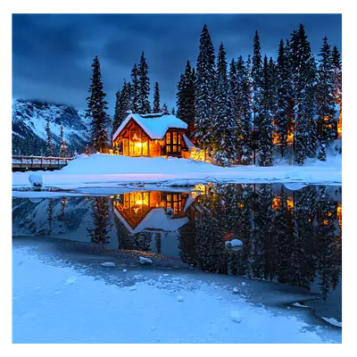 Фото на холсте зимний домик, размера 60x60