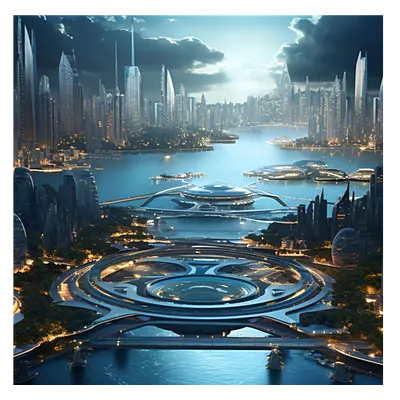 Фото на холсте космический город, размера 30x30