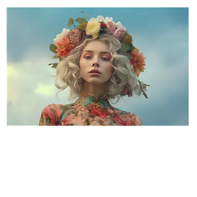 Фото на холсте девушка с венком, размера 90x60