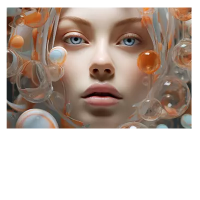 Фото на холсте девушка в пузырьках, размера 120x80