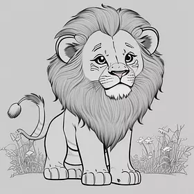 Cute lion for coloring