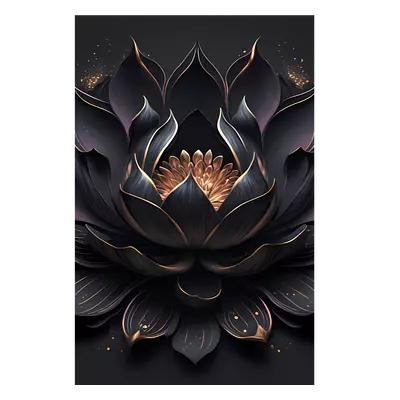 Фото на холсте чёрный цветок, размера 50x75