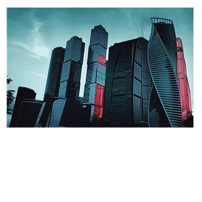 Фото на холсте москва сити в красной подсветке, размера 60x40