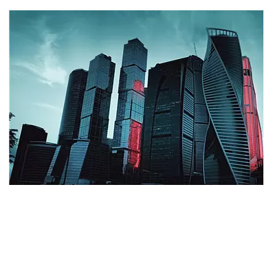 Фото на холсте москва сити в красной подсветке, размера 100x70
