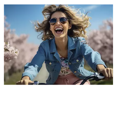 Фото на холсте девушка на велосипеде, размера 80x60