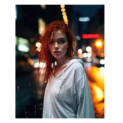 Фото на холсте девушка в ночном городе, размера 40x50