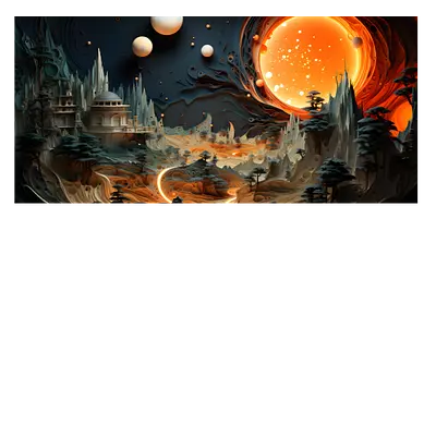 Фото на холсте фантастический город, размера 60x30