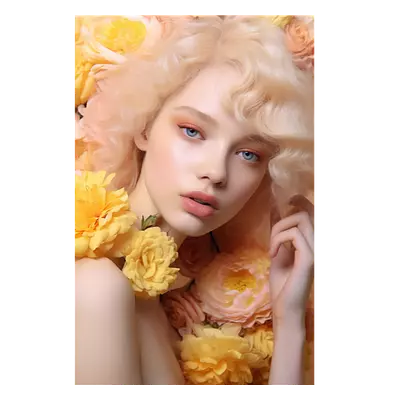 Фото на холсте девушка в цветах, размера 50x75