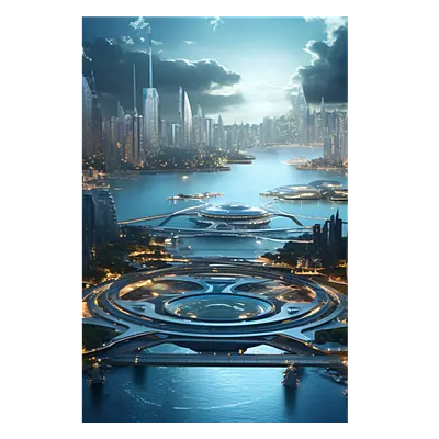 Фото на холсте космический город, размера 80x120