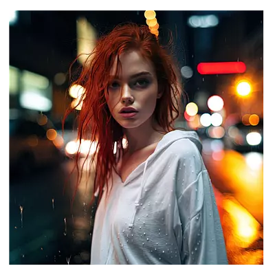 Фото на холсте девушка в ночном городе, размера 60x60
