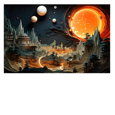 Фото на холсте фантастический город, размера 75x50