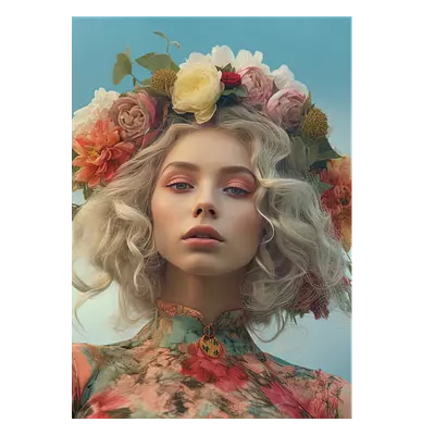 Фото на холсте девушка с венком, размера 50x70