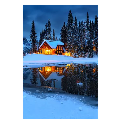 Фото на холсте зимний домик, размера 60x90