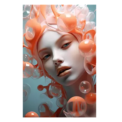 Фото на холсте девушка в пузырьках2, размера 60x90