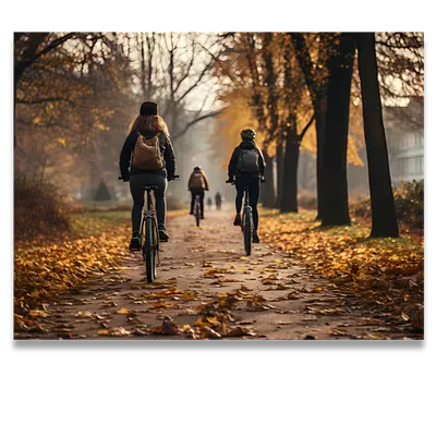 Фото на холсте велосипедисты в лесу, размера 80x60