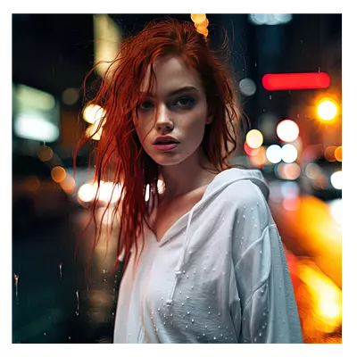 Фото на холсте девушка в ночном городе, размера 30x30