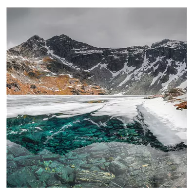 Фото на холсте замерзшее горное озеро, размера 80x80