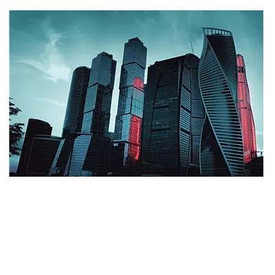 Фото на холсте москва сити в красной подсветке, размера 120x80