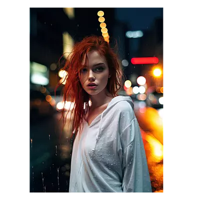 Фото на холсте девушка в ночном городе, размера 30x40