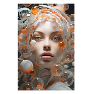 Фото на холсте девушка в пузырьках, размера 80x120