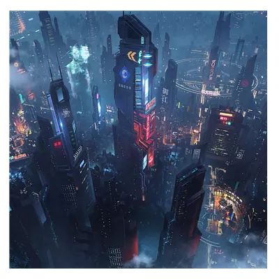 Фото на холсте футуристичный город, размера 30x30