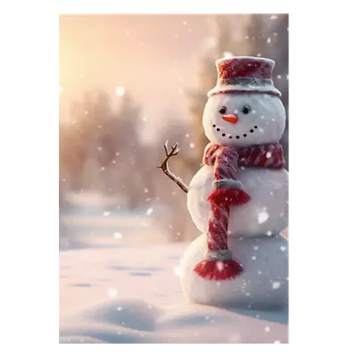 Фото на холсте снеговик, размера 50x70