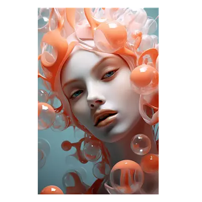Фото на холсте девушка в пузырьках2, размера 50x75