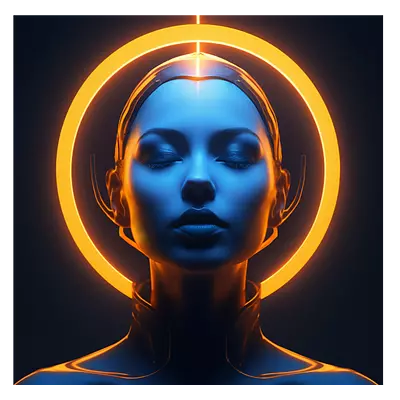 Фото на холсте девушка с нимбом, размера 80x80