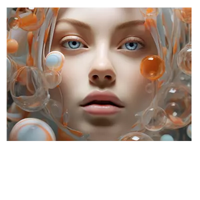 Фото на холсте девушка в пузырьках 40х30 см, до 220 символов