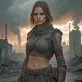 «Strong Female Figure in Storm»