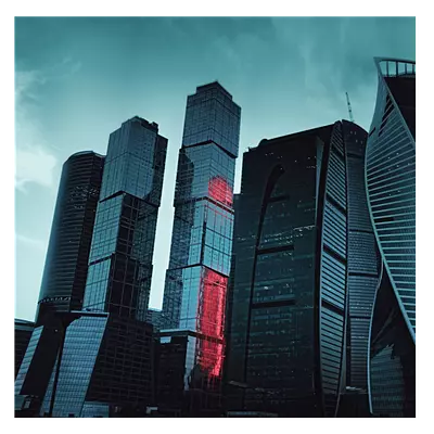 Фото на холсте москва сити в красной подсветке, размера 80x80